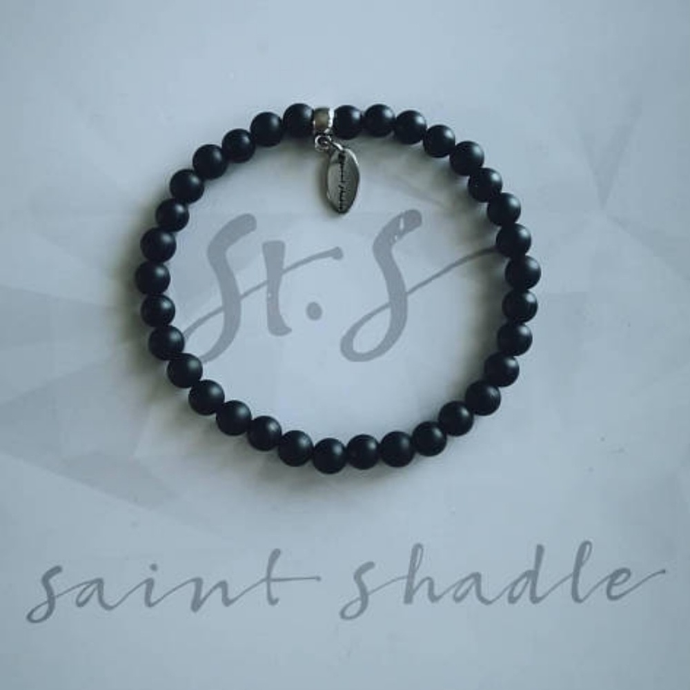 Handmade: Matte black onyx stretch bracelet